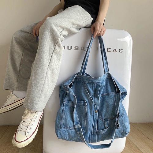 Jual Denim Tote Bag - Biru Muda - Kota 