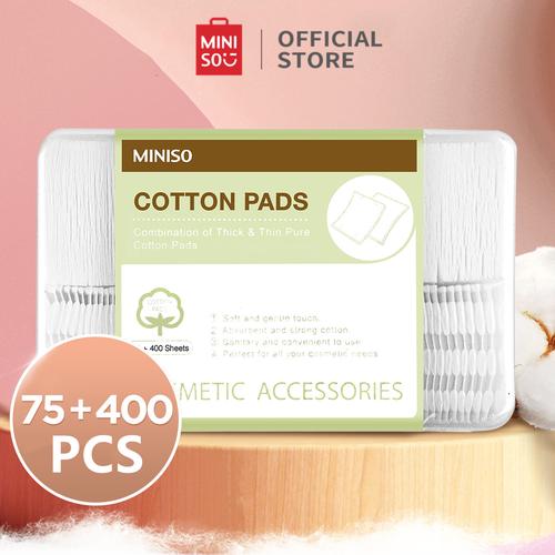 Promo MINISO Facial Cotton Pads 75pcs Tebal + 400pcs Tipis Kapas