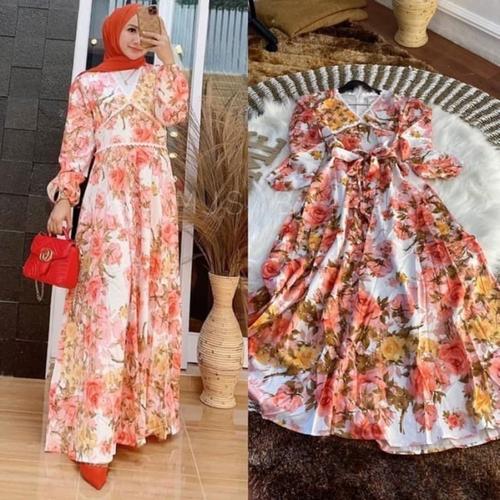 Jual flower long dress maxi women 