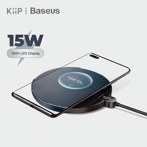 Gambar BASEUS WIRELESS CHARGER DIGITAL LED FAST CHARGING PAD QUICK CHARGE 15W - Hitam dari Baseus Official Store Kota Tangerang Tokopedia