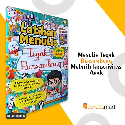 Gambar BUKU ANAK TK PAUD: LATIHAN MENULIS TEGAK BERSAMBUNG BONUS BUKU DOA dari cerdas media Kota Depok Tokopedia
