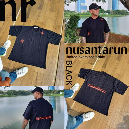 Gambar Nusantarun Oversized Crew Neck T-shirt Black (Unisex) - Black - M dari NusantaRun Official Store Kota Depok Tokopedia