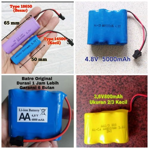 Gambar Baterai batere mobil remot rc 4,8V batre mainan remote control - Original RC dari Manto Toys Kota Bekasi Tokopedia