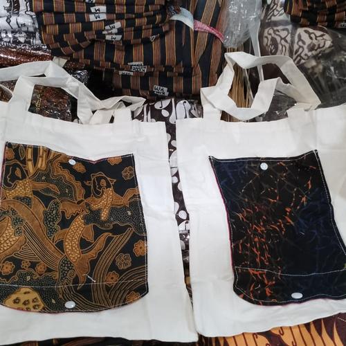 Jual Tas batik / Tote bag / Tas souvernir / Tas batik kombinasi blacu