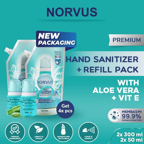 Gambar Hand Sanitizer 2x 50ml with Strap & Refill Sanitizer 2x 300ml - NORVUS dari Norvus Indonesia Jakarta Barat Tokopedia