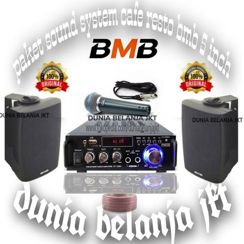 Jual paket sound system cafe resto BMB 2 speaker mic cable Jakarta