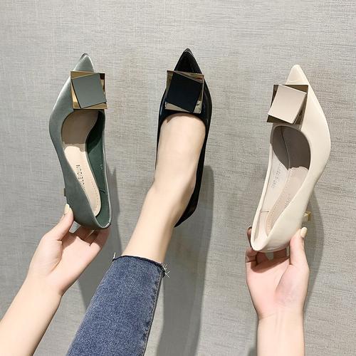 square toe slip on heels