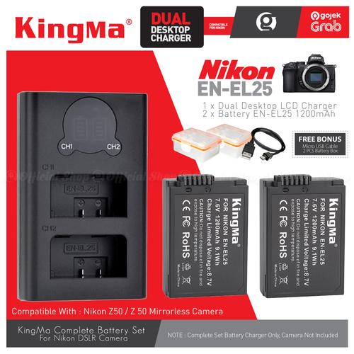 Gambar KingMa Paket Complete Baterai Charger LCD Set EN-EL25 u/ Nikon Z50 etc dari G-Rex Jakarta Barat Tokopedia