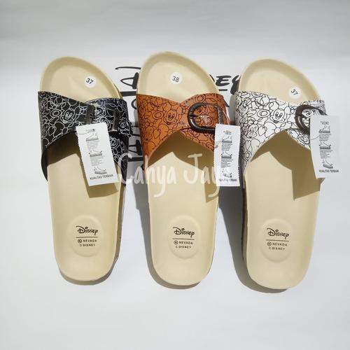 SANDAL WANITA NEVADA DISNEY MOTIF MICKEY MOUSE SANDAL SLIP ON WANITA B1  HITAM, 39 di Cahya_jaya Tokopedia