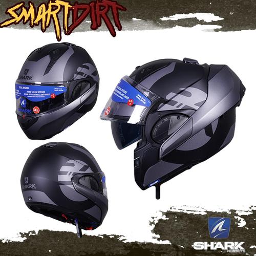 Casco Shark Abatible Evo Es Kedje Azul 100% Francés Ecer2205 Tamaño del