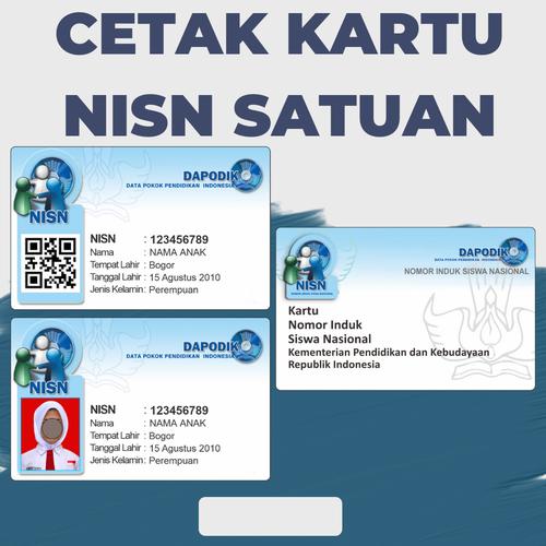 Jual Cetak Kartu NISN (Nomor Induk Siswa Nasional) Cetak Satuan Kab