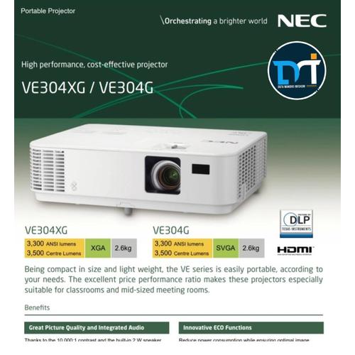 Jual NEC VE304XG XGA 3300 Ansi HDMI DLP Proyektor I Projector
