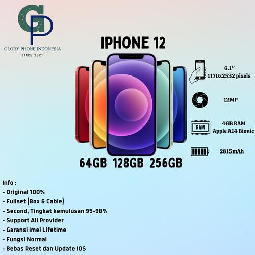 Jual Iphone 12 64GB 128GB second bekas original fullset - Purple, 256