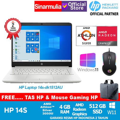 Gambar Laptop HP 14s ATHLON 3050 4GB 512GB SSD Win+OHS ORI - Silver dari Sinarmulia Sukses Makmur Jakarta Barat Tokopedia