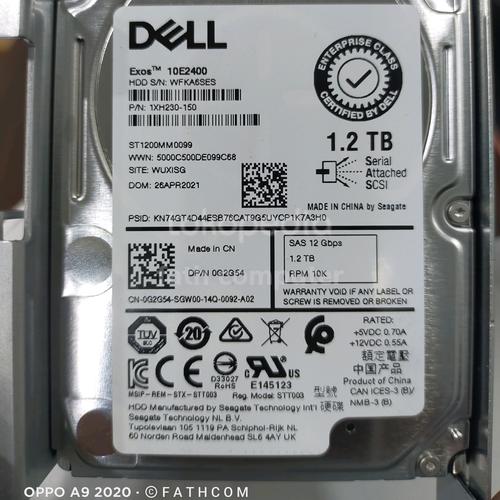 Disque Dur Serveur Dell 1,2To SAS 12Gbps 2.5 Pouces 10K RPM ST1200MM0099 - Occasion