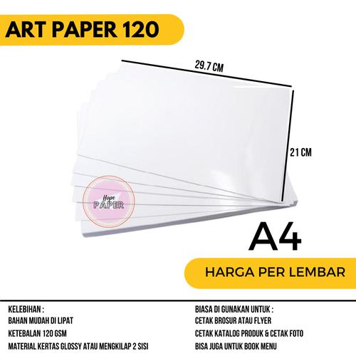 Jual Kertas Art Paper A4 120 gsm / Art Paper A4 120 gr harga per lembar Kota Bekasi HOPE