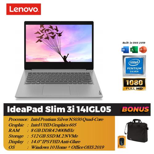 Lenovo Ideapad Slim 3i 14IGL05 Pentium Silver N5030 8GB 512GB W11 di  Distromart Tokopedia