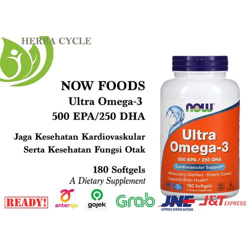 Jual Now Foods, Ultra Omega-3 500 EPA/250 DHA 180 Softgels Now Food Omega 3  - Jakarta Pusat - Herba Cycle | Tokopedia