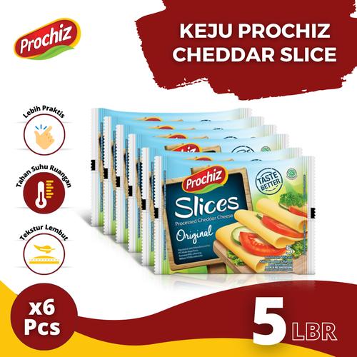 Gambar Keju PROCHIZ Slice Cheddar 5's Paket 6 Pcs dari Prochiz Tokopedia