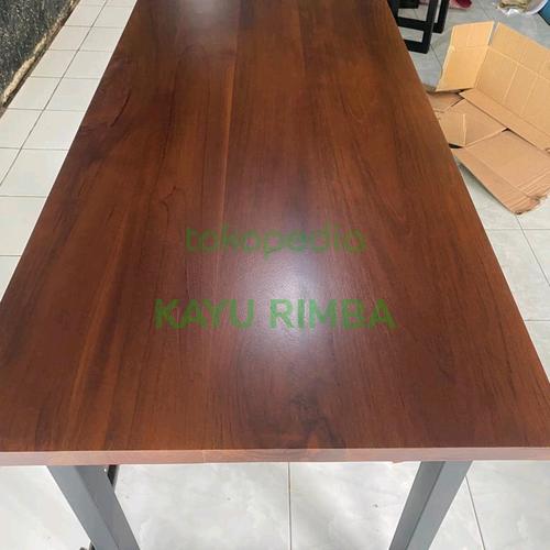 Jual top table kayu kaki besi UK 160×60×75cm Jakarta Barat KAYU
