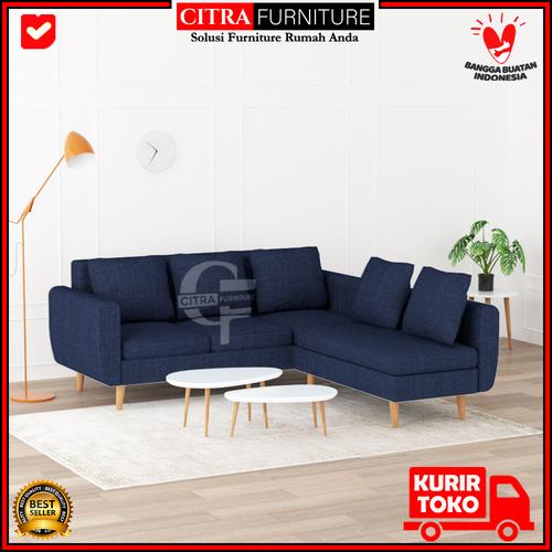 Gambar Sofa Minimalis L Putus Retro | Scandinavian| Vintage|Mystic - Cream dari Citra furniture Kab. Bekasi Tokopedia