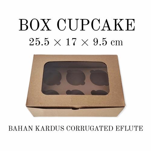 Jual DUS BOX KOTAK CUPCAKE ISI 6 / DUS BOX KOTAK KUE MIKA 25.5X17X9.5