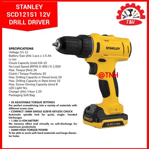 Jual STANLEY Drill Driver 10.8V LiIon SCD121S1 10.8V DRILL DRIVER