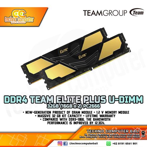 Gambar RAM TEAM Elite Plus (2x16GB) 32GB DDR4 kit 2666MHz dari Techno Computer Bali Kota Denpasar Tokopedia