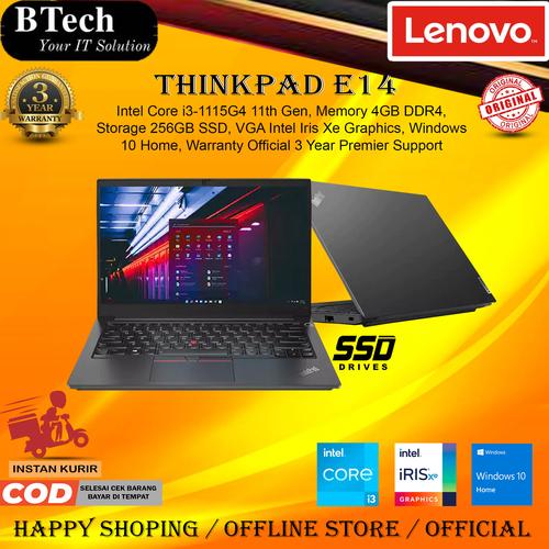 Jual Lenovo Thinkpad E14 Core i3-1115G4 4GB 256GB SSD W10H 3YR