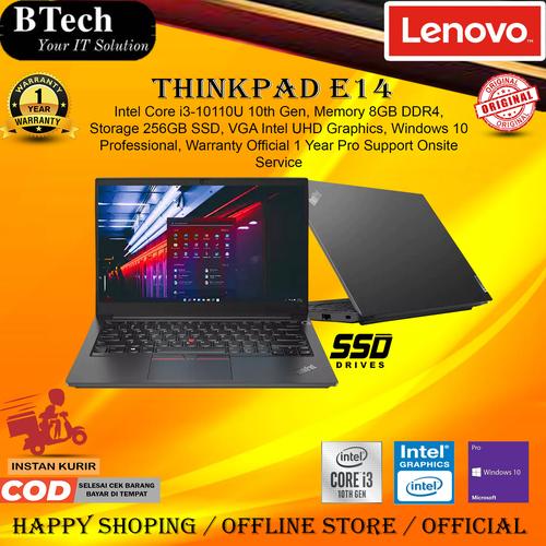 Jual Lenovo Thinkpad E14 Core i3-10110U 8GB 256GB SSD W10P 1YR