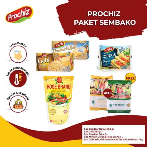 Gambar Keju PROCHIZ Paket Sembako FREE Minyak 1 L dan Gula 1 KG dari Prochiz Tokopedia