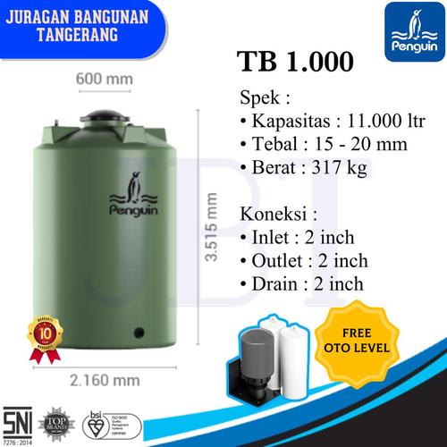 Jual Toren / Tangki Air Penguin Kapasitas 11000 Liter - TB 1000 ...