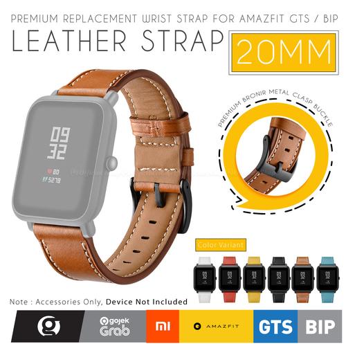 Gambar PREMIUM Leather Strap 20MM for Amazfit BIP Lite Pro / GTS Etc - BROWN dari G-Rex Jakarta Barat Tokopedia