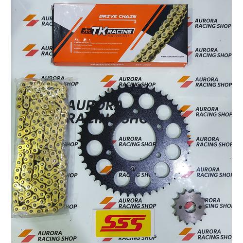 Jual GEAR SET SSS BLACK R15 OLD / V2 / XABRE & RANTAI TK 428 HS GOLD