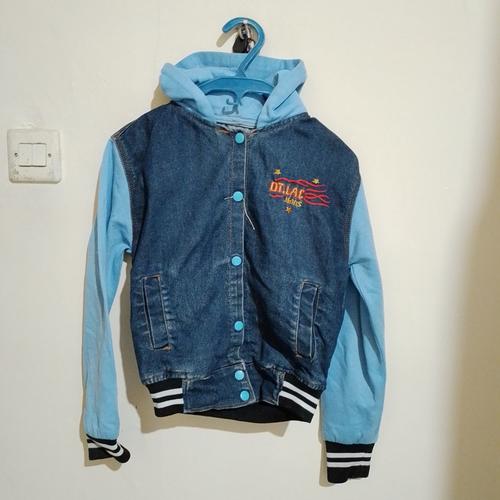 Jual jaket varsity jeans hoodie anak 