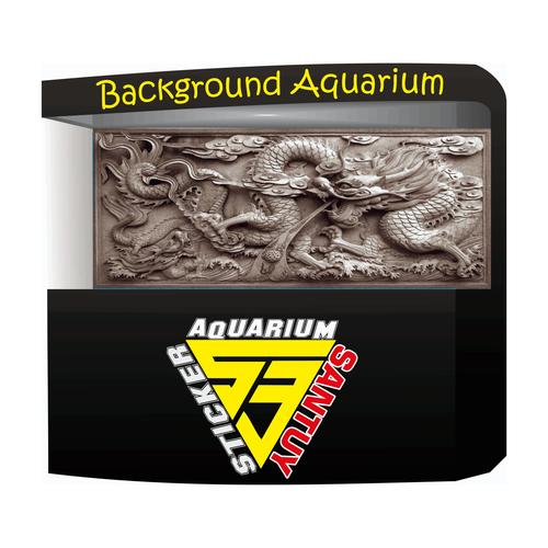 Jual background aquarium naga 3D sticker background aquarium naga 3D