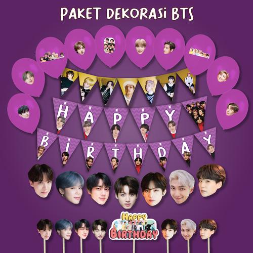 Jual BANNER HAPPY BIRTHDAY BTS DEKORASI ULANG TAHUN TOPPER CAKE HIASAN ...
