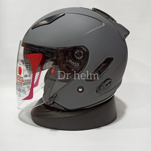 Jual HELM KYT GALAXY FLAT R POLOS ABU DOFF DOUBLE VISOR L Jakarta