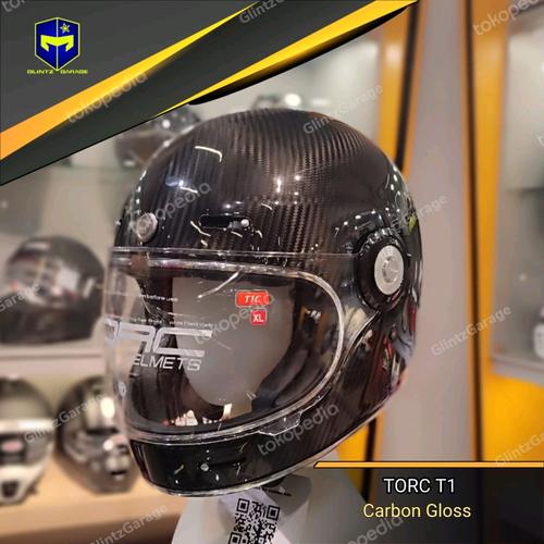 Promo TORC T1 GLOSS BLACK TRANS CARBON GLOSS HELM FULL FACE