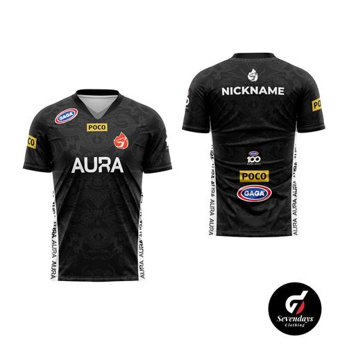 Jual Jersey ESPORT AURA FIRE 2022 MERAH DAN HITAM GAMING FREE CUSTOM