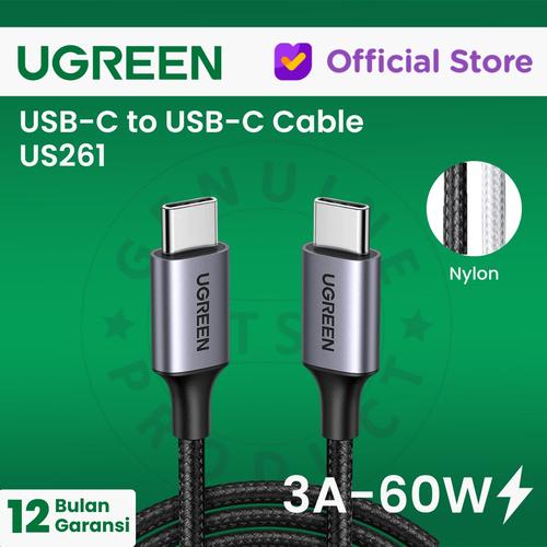 Gambar UGREEN USB-C To USB-C 60W/480Mbps Nylon Braided - US261 - 1 Meter dari UGREEN Authorized Store Jakarta Utara Tokopedia