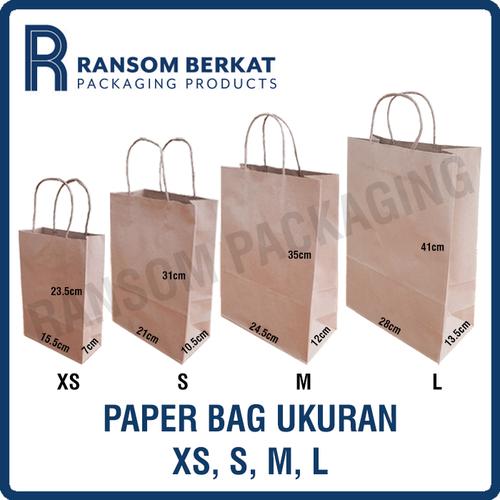 Gambar Tas Kertas Paper Bag Shopping Bag Cokelat Ukuran XS, S, M, L (TMP) dari Plast RSM Kab. Tangerang Tokopedia
