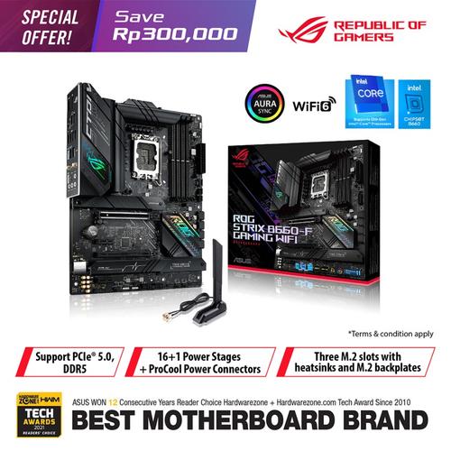 ASUS ROG STRIX B660-F GAMING WIFI ATX Motherboard DDR5 LGA 1700 di  Julyaugustshop Tokopedia