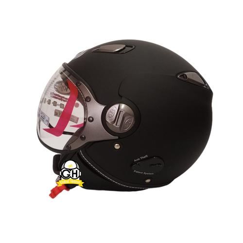Jual HELM KYT ELSICO SOLID BLACK DOFF HALF FACE KYT HELM HALF FACE M