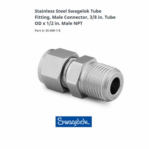 SWAGELOK SS 600 1 4ST Male Connector, 38 in. Tube OD India