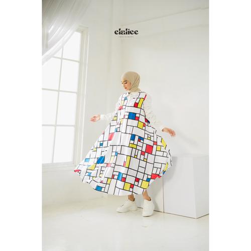 Jual Overall Dress HIjab Mondrian Series Jumpsuit Overall Dress Korea Style  - Putih, Overall Dress - Kota Semarang - ELALICE.ID | Tokopedia
