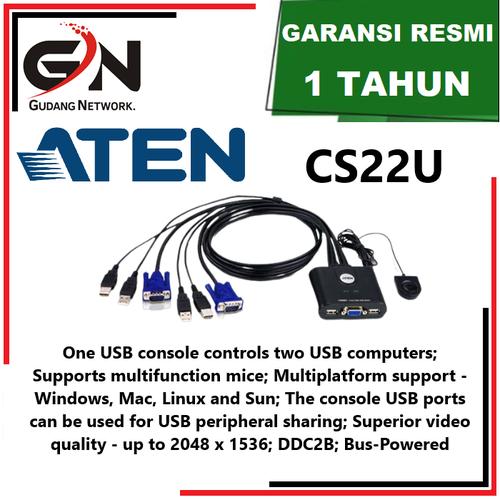 Jual ATEN CS22U 2Port USB VGA Cable KVM Switch with Remote Port
