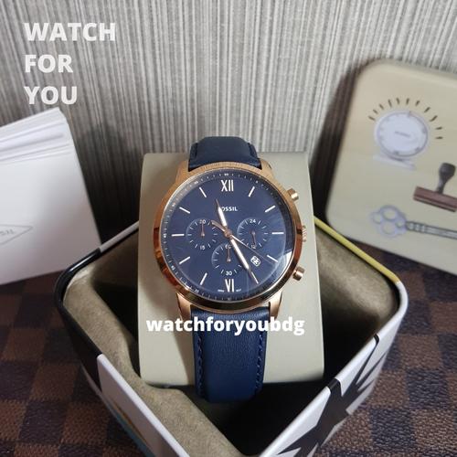 Blue Dial Neutra Chronograph Navy Leather Watch Fossil Grant