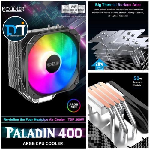 Jual PCCooler PALADIN 400 ARGB - 4 Heatpipe Air CPU Cooler for Intel ...