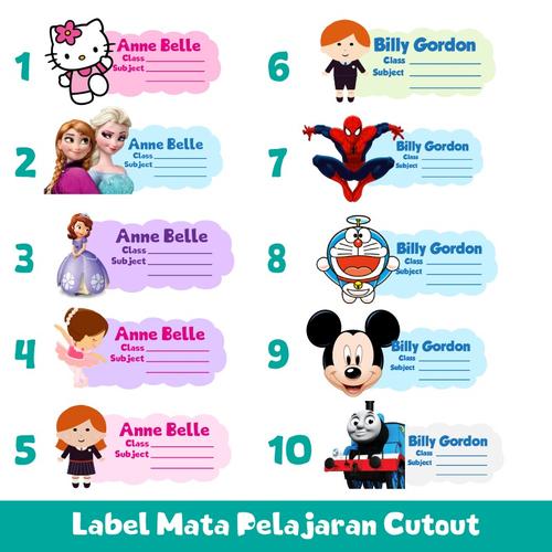 STIKER LABEL MATA PELAJARAN CUTOUT/ STICKER LABEL WATERPROOF (1-20) - bahan HVS di salmon/lola | Tokopedia
